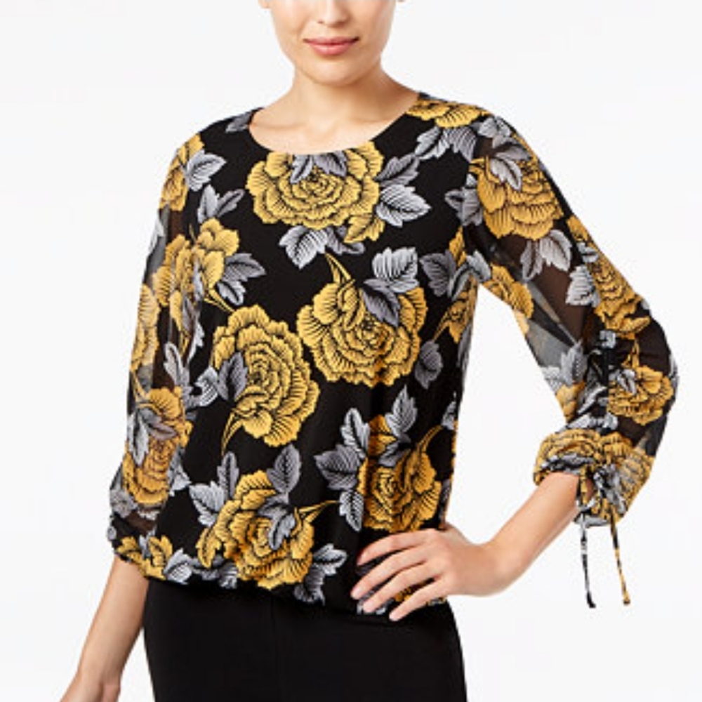 Alfani Petite printed bubble hem top
